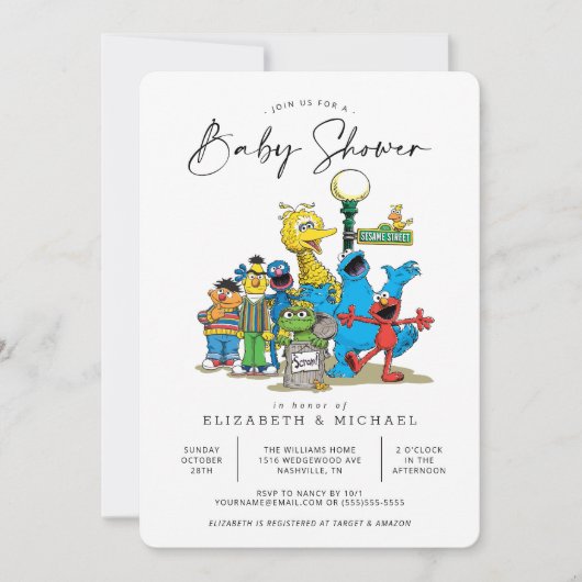 Baby shower van  Sesamstraat Vrienden Kaart (Voorkant)