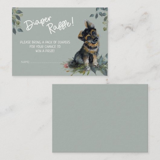 Baby shower van Shepherd Dog Diaper Raffle Informatiekaartje (Voorkant / Achterkant)