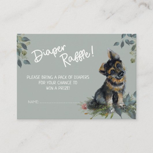 Baby shower van Shepherd Dog Diaper Raffle Informatiekaartje (Voorkant)