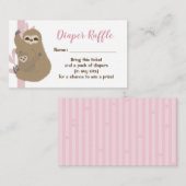 Baby shower van Sloth Girl Diaper Raffle Informatiekaartje (Voorkant / Achterkant)