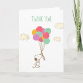Baby shower van snoopy en ballonnen bedankkaart (Voorkant)