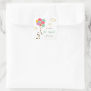 Baby shower van snoopy en ballonnen vierkante sticker