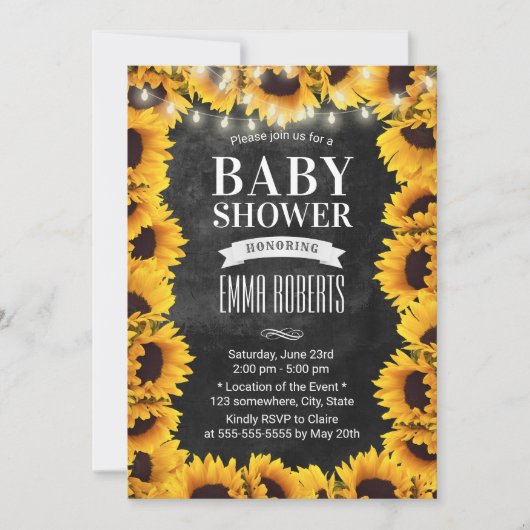 Baby shower van soennitisch zonnebloemkarton kaart (Voorkant)