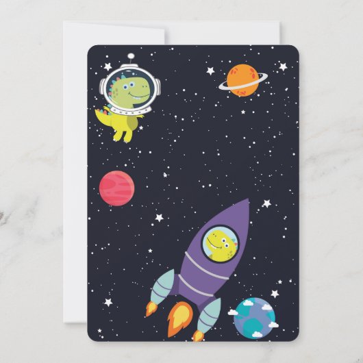 Baby shower van Space Dinosaur Galaxy Kaart (Achterkant)