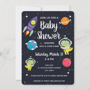 Baby shower van Space Dinosaur Galaxy Kaart