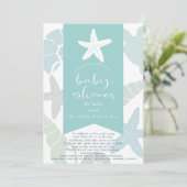Baby shower van Starfish & Seashells Turquoise per Kaart (Staand voorkant)