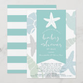 Baby shower van Starfish & Seashells Turquoise per Kaart (Voorkant / Achterkant)