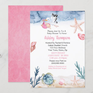 Baby shower van Stork and Ocean Girl Kaart