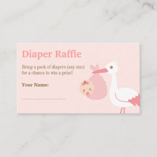 Baby shower van Stork Girl Diaper Raffle Tickets Informatiekaartje