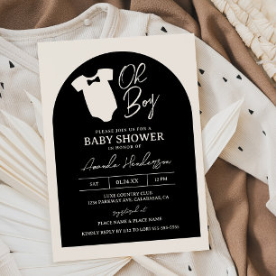 Baby shower van Stropdas met zwarte en Cream Boy B Kaart