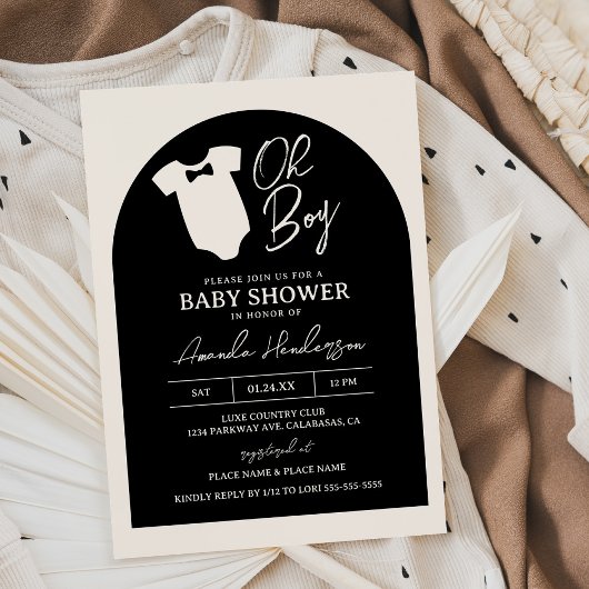 Baby shower van Stropdas met zwarte en Cream Boy B Kaart