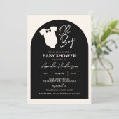 Baby shower van Stropdas met zwarte en Cream Boy B Kaart (Staand voorkant)