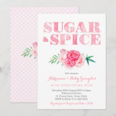 Baby shower van suiker en specerijen, roze waterve kaart (Voorkant / Achterkant)