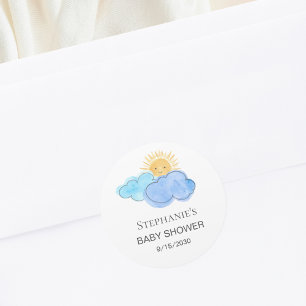 Baby shower van Sunshine and Clouds Boy Ronde Sticker