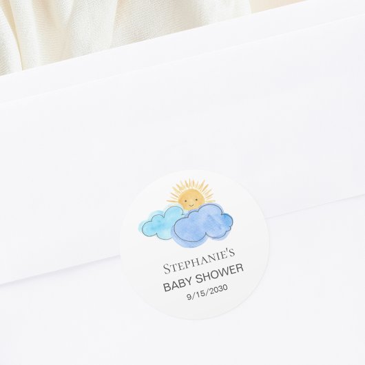 Baby shower van Sunshine and Clouds Boy Ronde Sticker