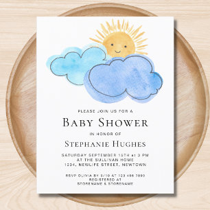 Baby shower van Sunshine and Clouds Boy Uitnodiging Briefkaart