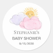 Baby shower van Sunshine and Clouds Girl Ronde Sticker (Voorkant)