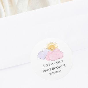 Baby shower van Sunshine and Clouds Girl Ronde Sticker