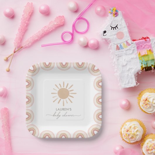 Baby shower van Sunshine Boho Girl Papieren Bordje (Feest)