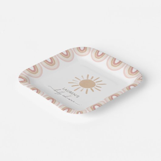 Baby shower van Sunshine Boho Girl Papieren Bordje (Gebogen)