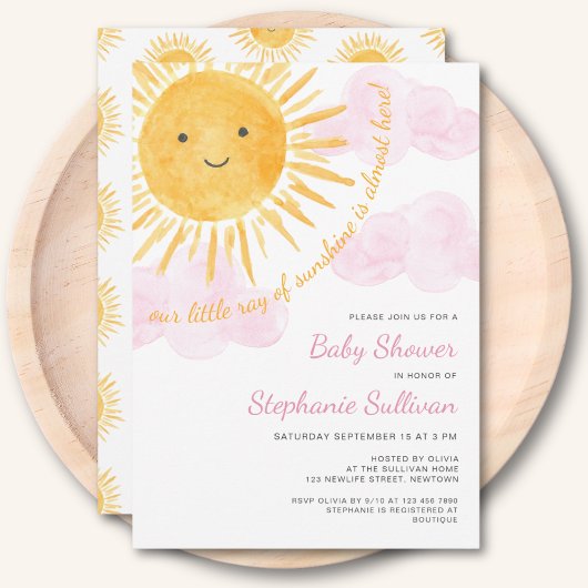 Baby shower van Sunshine Clouds Girl Kaart