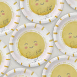 Baby shower van Sunshine Clouds Girl Papieren Bordje<br><div class="desc">Ontworpen om bij mijn Sunshine baby shower collectie te passen. Met een waterverf zon met zacht roze wolken en de header "Our little rain of sunshine" in een handgeschreven typografie. Als je een andere kleur of een extra stuk dat niet in het collectie is, laat het me weten (Maria), ik...</div>