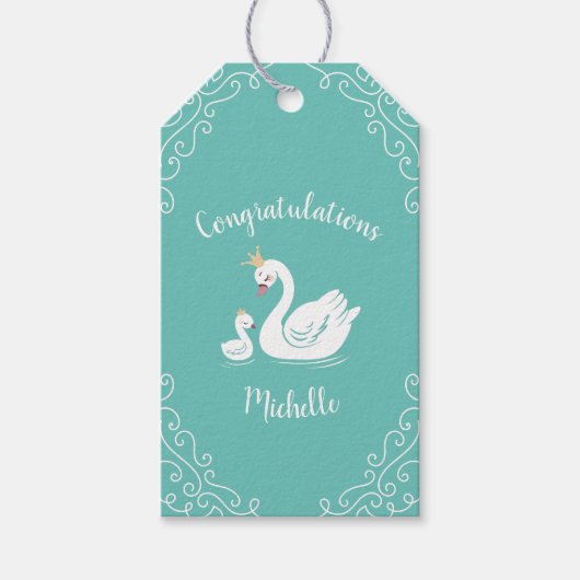  Baby shower van Swan Cadeaulabel (Voorkant)