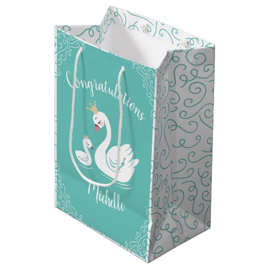  Baby shower van Swan Medium Cadeauzakje (Voorkant Gekanteld)