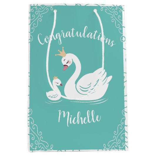  Baby shower van Swan Medium Cadeauzakje (Voorkant)