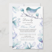 Baby shower van Sweet Bird Blue Floral Boy Kaart (Voorkant)