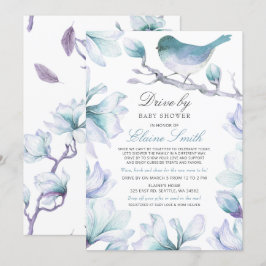 Baby shower van Sweet Bird Blue Floral Boy Kaart