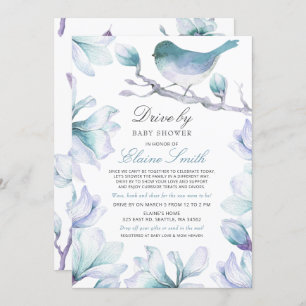 Baby shower van Sweet Bird Blue Floral Boy Kaart