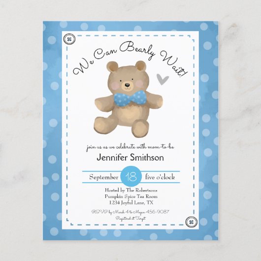 Baby shower van Teddy Bear (Voorkant)