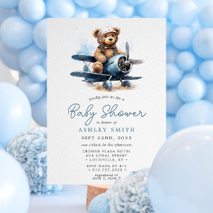 Baby shower van Teddy Bear Airplane Kaart
