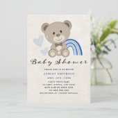 Baby shower van Teddy Bear (blauw) Kaart (Staand voorkant)