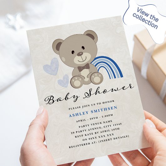 Baby shower van Teddy Bear (blauw) Kaart