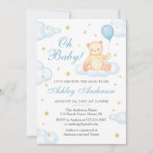 Baby shower van Teddy Bear Blue-ballon Kaart (Voorkant)