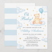 Baby shower van Teddy Bear Blue-ballon Kaart (Voorkant / Achterkant)