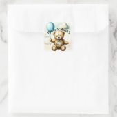 Baby shower van Teddy Bear Blue-ballon Vierkante Sticker (Tas)