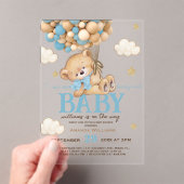 Baby shower van Teddy Bear Blue-ballonnen Acryl Uitnodigingen (Insitu (Draagbaar))