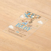 Baby shower van Teddy Bear Blue-ballonnen Acryl Uitnodigingen (Laagn)