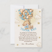 Baby shower van Teddy Bear Blue-ballonnen Bedankkaart (Voorkant)