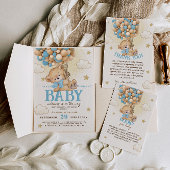 Baby shower van Teddy Bear Blue-ballonnen Bedankkaart