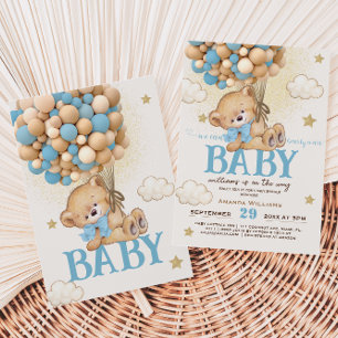 Baby shower van Teddy Bear Blue-ballonnen Kaart