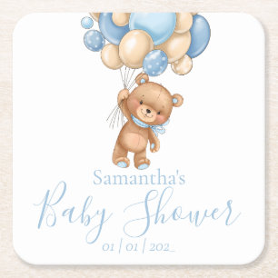 Baby shower van Teddy Bear Blue-ballonnen Kartonnen Onderzetters
