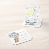 Baby shower van Teddy Bear Blue-ballonnen Kartonnen Onderzetters (Insitu)