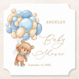 Baby shower van Teddy Bear Blue-ballonnen Kartonnen Onderzetters