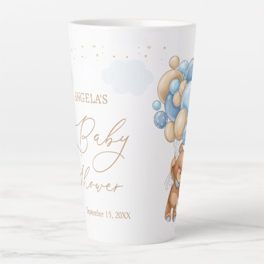 Baby shower van Teddy Bear Blue-ballonnen Latte Mok (Voorkant)