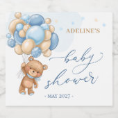 Baby shower van Teddy Bear Blue-ballonnen Likeurfles Etiket (Enkel label)
