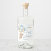 Baby shower van Teddy Bear Blue-ballonnen Likeurfles Etiket (Voorkant)